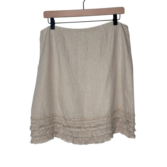 NEW Tommy Bahama Two Palms Tan FRAY FRINGE RUFFLE LINEN PENCIL SKIRT 10 $89.50 - Picture 3 of 10